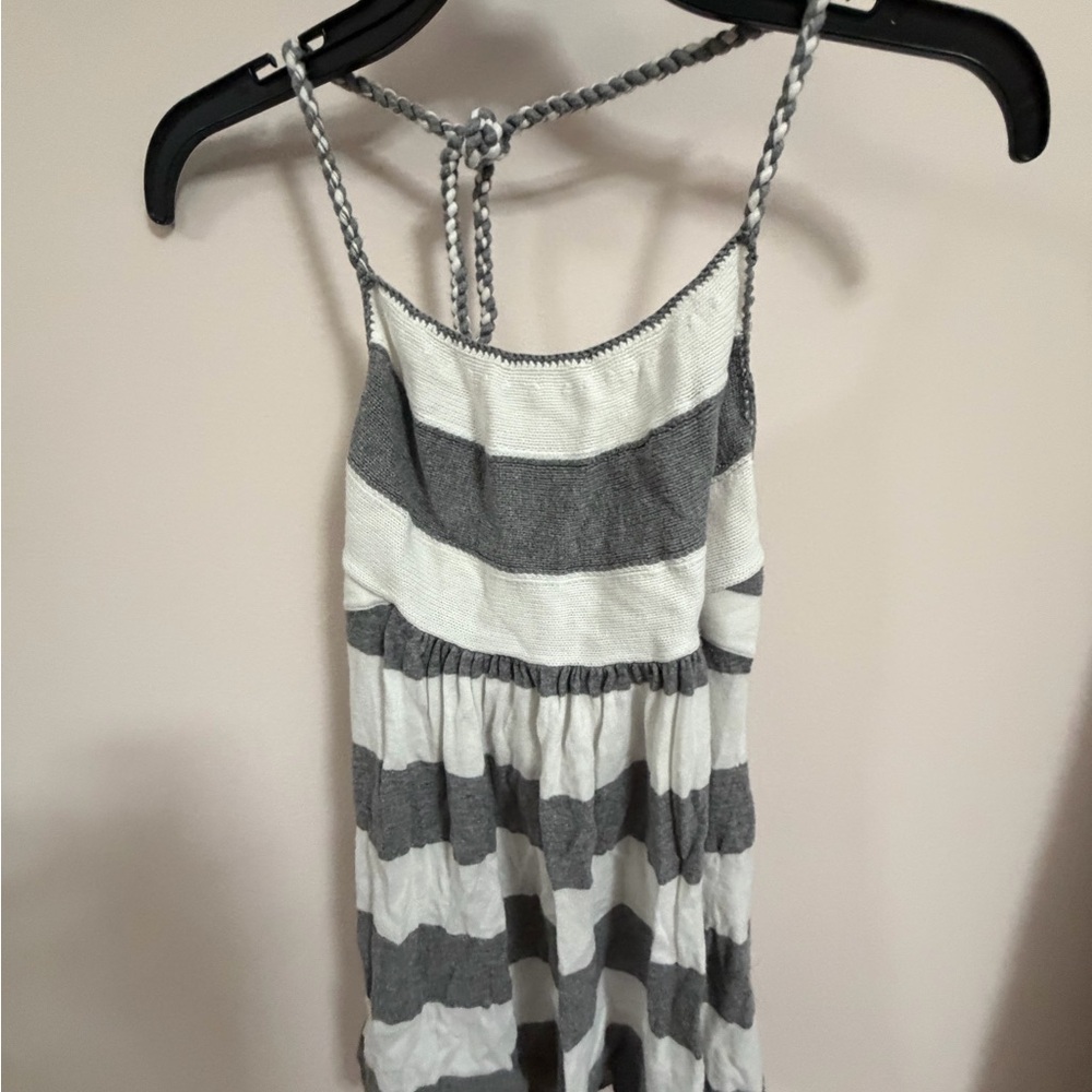 Striped Gray & White Spaghetti Strap Sundress